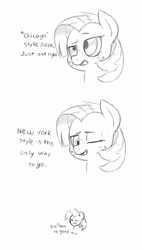 Size: 727x1280 | Tagged: safe, artist:trickydick, imported from derpibooru, babs seed, food, monochrome, pizza