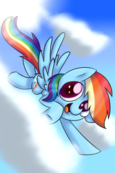 Size: 1828x2743 | Tagged: safe, artist:supercoco142, imported from derpibooru, rainbow dash, cloud, cute, dashabetes, female, flying, solo