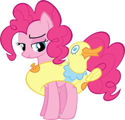 Size: 4711x4545 | Tagged: safe, artist:iamadinosaurrarrr, imported from derpibooru, pinkie pie, duck, too many pinkie pies, absurd resolution, bedroom eyes, female, floaty, inner tube, simple background, solo, transparent background, vector