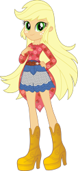 Size: 3000x6582 | Tagged: safe, artist:crimsumic, imported from derpibooru, applejack, equestria girls, legend of everfree, absurd resolution, alternate hairstyle, boho, clothes, denim, female, freckles, hand on hip, high heel boots, loose hair, shorts, simple background, solo, transparent background, vector