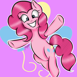 Size: 550x550 | Tagged: safe, artist:erinisanxious, artist:otomekawaii10, imported from derpibooru, pinkie pie, earth pony, pony, cutie mark background, female, grin, smiling, solo