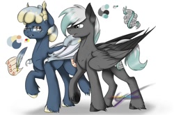 Size: 1024x674 | Tagged: safe, artist:eyesorefortheblind, imported from derpibooru, oc, oc only, oc:pointperfection, oc:rapidspinner, vampony, cutie mark, gay, male, oc x oc, shipping