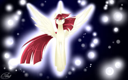 Size: 1024x640 | Tagged: safe, artist:cosmalumi, artist:its-gloomy, imported from derpibooru, oc, oc only, oc:fausticorn, alicorn, pony, alicorn oc, glowing eyes, solo