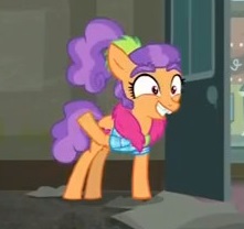 Size: 221x208 | Tagged: safe, imported from derpibooru, screencap, plaid stripes, the saddle row review, female, grin, solo