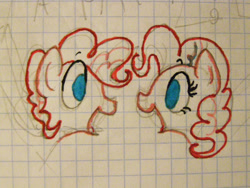 Size: 1000x750 | Tagged: safe, artist:shineemew, imported from derpibooru, pinkie pie, bubble berry, bubblepie, female, graph paper, lined paper, male, rule 63, self ponidox, selfcest, shipping, straight, traditional art