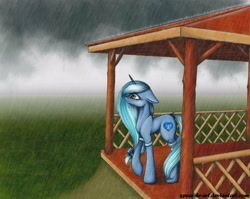 Size: 3088x2454 | Tagged: safe, artist:spear-he-art, imported from derpibooru, oc, oc only, oc:glacandra, oc:glace, arbor, fog, rain, sad, solo