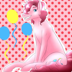 Size: 2000x2000 | Tagged: safe, artist:askheroichamburger, imported from derpibooru, pinkie pie, bubble berry, rule 63, solo