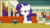 Size: 858x482 | Tagged: safe, imported from derpibooru, screencap, rarity, the saddle row review, air quotes, animated, del griffith, discovery family logo, female, john candy, neal page, neighl page, planes trains and automobiles, steve martin, subtitles, teacup