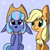 Size: 1280x1280 | Tagged: safe, artist:tjpones, imported from derpibooru, applejack, oc, oc:sapphire lollipop, earth pony, pony, cute, duo, duo female, female, floppy ears, impossibly large ears, open mouth, open smile, smiling