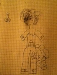 Size: 720x960 | Tagged: safe, artist:blitzwin, imported from derpibooru, pinkie pie, genie, pony, bipedal, bubble berry, graph paper, monochrome, rule 63, solo, traditional art