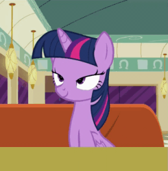 Size: 675x688 | Tagged: safe, imported from derpibooru, screencap, twilight sparkle, alicorn, pony, the saddle row review, animated, cute, female, gif, mare, smuglight sparkle, solo, twiabetes, twilight sparkle (alicorn)
