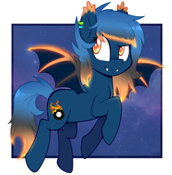 Size: 2359x2393 | Tagged: safe, artist:higgly-chan, imported from derpibooru, oc, oc only, oc:meteor shower, bat pony, pony, flying, glow, glowing, solo