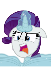 Size: 566x800 | Tagged: safe, artist:seahawk270, imported from derpibooru, rarity, the saddle row review, female, floppy ears, levitation, magic, newspaper, no spoilers, open mouth, simple background, solo, telekinesis, transparent background, vector