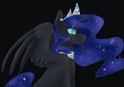 Size: 1095x770 | Tagged: safe, artist:amber flicker, imported from derpibooru, nightmare moon, female, simple background, smiling, solo