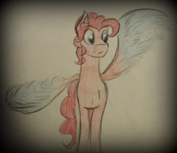 Size: 830x720 | Tagged: safe, artist:php37, imported from derpibooru, pinkie pie, pegasus, pony, bubble berry, race swap, rule 63, solo, traditional art