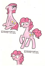 Size: 795x1165 | Tagged: safe, artist:skywalkergirl666, imported from derpibooru, pinkamena diane pie, pinkie pie, bubble berry, bubblini davinci berry, rule 63, solo, traditional art