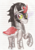 Size: 1241x1762 | Tagged: dead source, safe, artist:ultrard, imported from derpibooru, king sombra, pony, unicorn, grin, lined paper, male, raised hoof, solo, traditional art