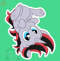 Size: 720x730 | Tagged: safe, artist:dativyrose, artist:sweetfilthyfun, imported from derpibooru, oc, oc only, oc:quantum shift, chibi, cute, patreon, patreon logo, solo, underhoof, upside down