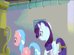 Size: 640x480 | Tagged: safe, imported from derpibooru, screencap, applejack, birch bucket, bulk biceps, carrot cake, cup cake, lavender essence, rarity, applejack's "day" off, animated, discovery family logo, massage, spa worker, wrong aspect ratio