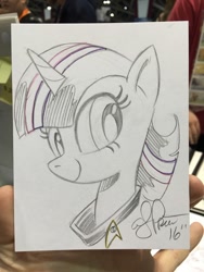 Size: 768x1024 | Tagged: safe, artist:andypriceart, imported from derpibooru, twilight sparkle, crossover, star trek, traditional art