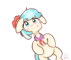 Size: 1920x1620 | Tagged: safe, artist:berrity, imported from derpibooru, coco pommel, pony, blushing, crying, female, floppy ears, sick, solo