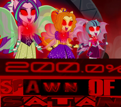 Size: 1218x1080 | Tagged: safe, imported from derpibooru, adagio dazzle, aria blaze, sonata dusk, equestria girls, rainbow rocks, 200% mad, expand dong, exploitable meme, fin wings, glowing eyes, meme, ponied up, sleeveless, the dazzlings