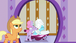 Size: 1280x720 | Tagged: safe, imported from derpibooru, screencap, applejack, cup cake, lavender essence, pony, applejack's "day" off, butt, clothes, female, mare, massage, plot, robe, spa pony, towel