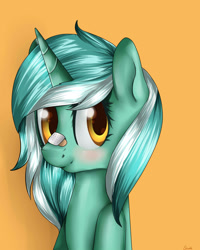 Size: 2000x2500 | Tagged: safe, artist:stanfel, imported from derpibooru, lyra heartstrings, pony, bandaid, bandaid on nose, female, looking at you, solo