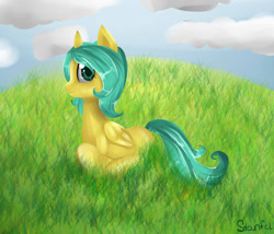 Size: 1024x878 | Tagged: safe, artist:stanfel, imported from derpibooru, oc, oc only, pony, grass, solo