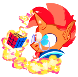 Size: 940x931 | Tagged: safe, artist:burrburro, imported from derpibooru, sunburst, the crystalling, bust, disembodied head, head, male, portrait, rubik's cube, solo