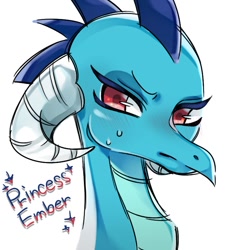 Size: 700x750 | Tagged: safe, artist:katuhira_rinmi, imported from derpibooru, princess ember, dragon, female, solo, tsundember, tsundere