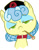 Size: 247x317 | Tagged: safe, artist:cloverminto, color edit, edit, imported from derpibooru, nurse coldheart, nurse snowheart, backwards thermometer, collar, colored, cropped, eyeshadow, hat, inverted mouth, looking at you, makeup, nurse hat, smirk, solo, thermometer