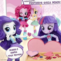 Size: 320x320 | Tagged: safe, imported from derpibooru, fluttershy, pinkie pie, rarity, twilight sparkle, equestria girls, clothes, craft, doll, equestria girls minis, flower, heart, irl, photo, skirt, tanktop, toy, wood