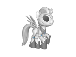 Size: 1200x900 | Tagged: safe, imported from derpibooru, oc, oc only, pegasus, 3d, 3d pony creator, goggles, grayscale, helmet, monochrome, pegasus oc, simple background, solo, transparent background