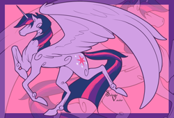 Size: 988x673 | Tagged: safe, artist:sirens-voice, imported from derpibooru, twilight sparkle, alicorn, horse, pony, female, horsified, large wings, mare, solo, spread wings, twilight sparkle (alicorn)