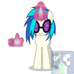 Size: 1100x1100 | Tagged: safe, artist:raindashesp, imported from derpibooru, dj pon-3, vinyl scratch, facebook, facebook like, glowing horn, magic, obtrusive watermark, simple background, telekinesis, transparent background, watermark, 👍