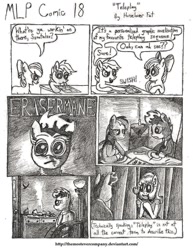 Size: 1024x1325 | Tagged: safe, artist:horselover fat, imported from derpibooru, apple bloom, rainbow dash, scootaloo, spitfire, comic:mlp comic, black and white, comic, eraserhead, grayscale, monochrome