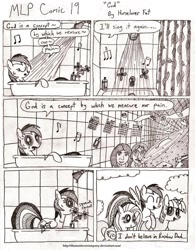 Size: 789x1013 | Tagged: safe, artist:horselover fat, imported from derpibooru, fluttershy, rainbow dash, twilight sparkle, comic:mlp comic, black and white, comic, grayscale, monochrome, schizophrenia