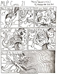 Size: 900x1165 | Tagged: safe, artist:horselover fat, imported from derpibooru, fluttershy, rainbow dash, comic:mlp comic, black and white, female, flutterdash, grayscale, lesbian, monochrome, shipping, traditional art