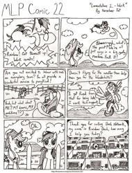 Size: 1024x1348 | Tagged: safe, artist:horselover fat, imported from derpibooru, applejack, rainbow dash, comic:mlp comic, black and white, comic, grayscale, monochrome