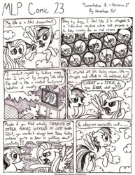 Size: 1024x1323 | Tagged: safe, artist:horselover fat, imported from derpibooru, fluttershy, rainbow dash, comic:mlp comic, black and white, comic, grayscale, monochrome, vulgar