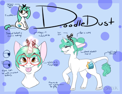 Size: 3850x2975 | Tagged: dead source, safe, artist:alaggi, imported from derpibooru, oc, oc only, pony, unicorn, doodledust, glasses, leonine tail, reference sheet