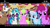 Size: 640x360 | Tagged: safe, edit, edited screencap, imported from derpibooru, screencap, berry punch, blues, bon bon, cherry berry, daisy, flower wishes, mochaccino, noteworthy, rare find, shoeshine, vinyl scratch, earth pony, unicorn, cinemare sins, magical mystery cure, bored, female, male, mare, stallion