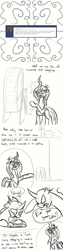 Size: 800x3200 | Tagged: safe, artist:xxmarkingxx, imported from derpibooru, queen chrysalis, changeling, burger, comic, eating, food, hamster wheel, hay burger, monochrome, nochangelingshere, sandwich