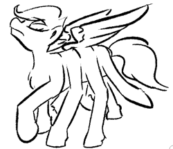 Size: 479x412 | Tagged: safe, artist:tempusfidgets, imported from derpibooru, scootaloo, forelegs only, monochrome, no hindlegs, sleipnir, solo