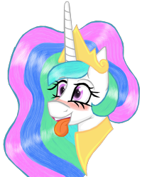 Size: 1376x1718 | Tagged: safe, artist:cuddlelamb, imported from derpibooru, princess celestia, pony, blushing, female, mare, simple background, solo, tongue out, transparent background