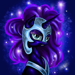 Size: 2000x2000 | Tagged: safe, artist:vanezaescobedo, imported from derpibooru, nightmare moon, alicorn, pony, bust, female, gritted teeth, portrait, solo