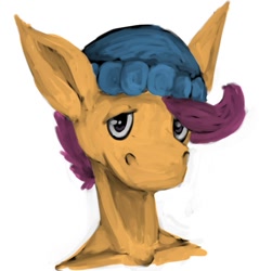 Size: 475x496 | Tagged: safe, artist:tempusfidgets, imported from derpibooru, scootaloo, anthro, comic:trans ponies, beanie, bust, female, hat, portrait, simple background, solo, white background