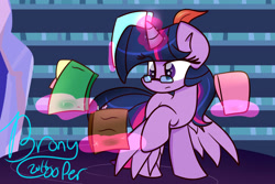 Size: 3000x2000 | Tagged: safe, artist:lynchristina, imported from derpibooru, twilight sparkle, twilight sparkle (alicorn), alicorn, pony, book, female, glasses, levitation, magic, mare, solo, telekinesis