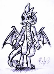 Size: 600x828 | Tagged: safe, artist:sweetheart-arts, imported from derpibooru, princess ember, dragon, female, monochrome, solo, traditional art